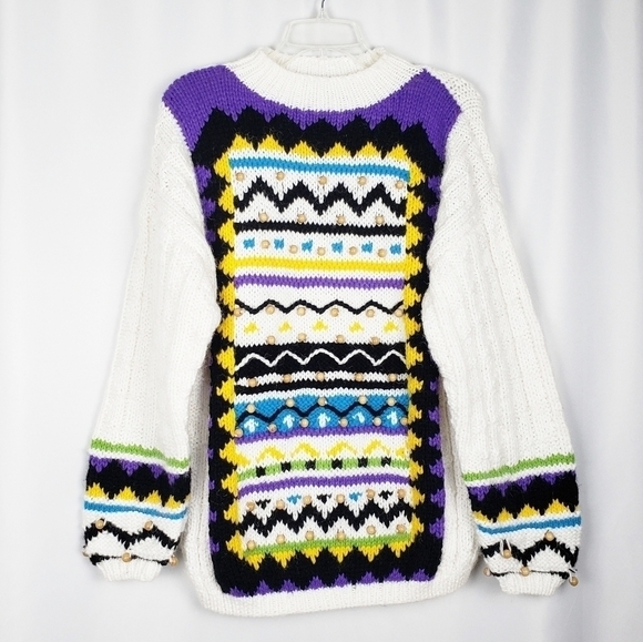 Vintage Kitty Hawk beaded soft chunky sweater - Picture 1 of 5